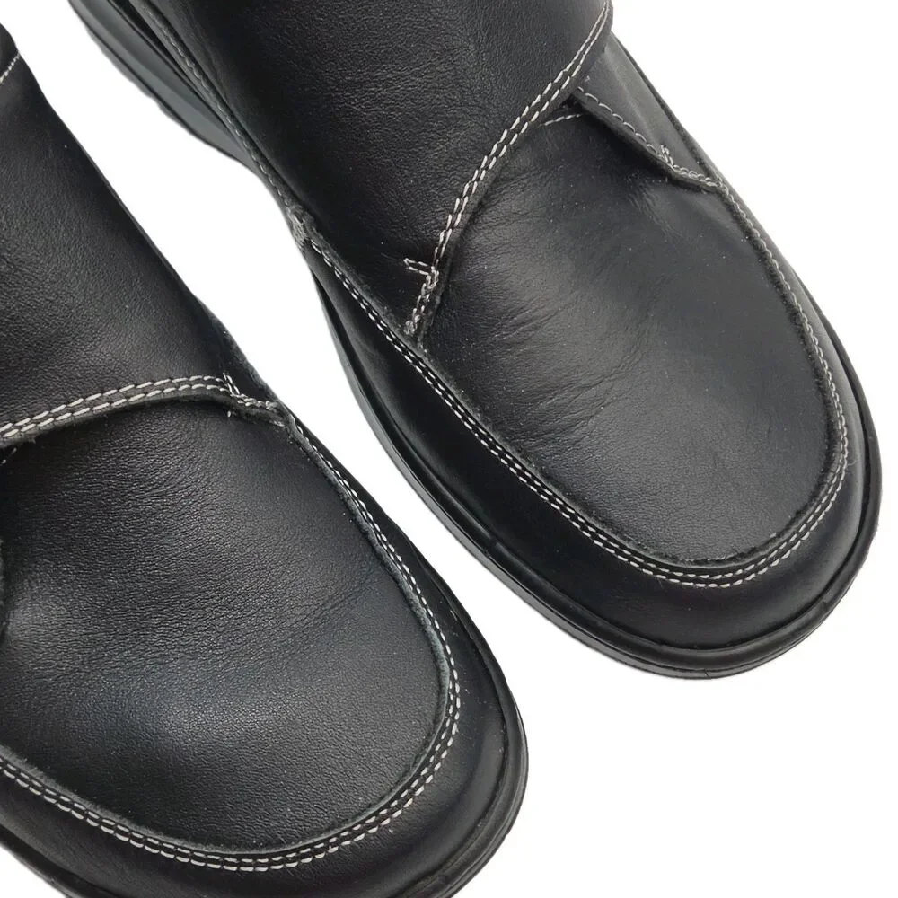 Propet Shoe Black Leather Gilda Slip On Women Sz 10 Adjustable Comfort WCA103L